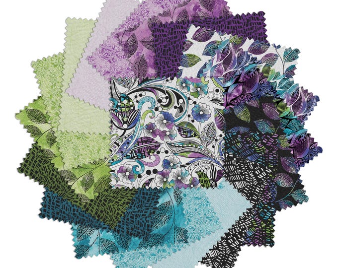 Go with the Flow 5" Charm Pack by Benartex Fabrics, 100% Cotton, 42 pcs,bGWFL5PK