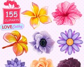Watercolor Floral, Clipart Digital, PNG, Printable, Party, Decoration, Instant download