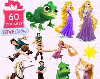 Rapunzel, Clipart Digital, PNG, Printable, Party, Decoration, Instant download