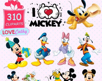 Mickey and Minnie, Donald Duck, Goofy, Pluto, Clipart Digital, PNG, Printable, Party, Decoration, Instant download