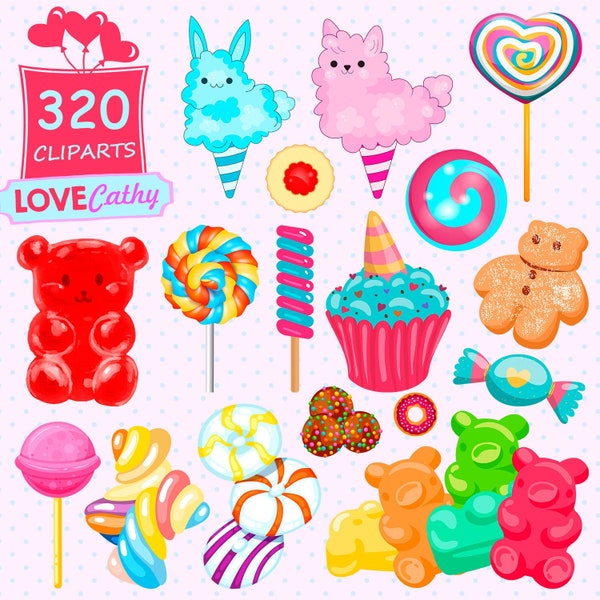 Candy, Candy cottons,  Lollipop, Clipart Digital, PNG, Printable, Party, Decoration, Instant download