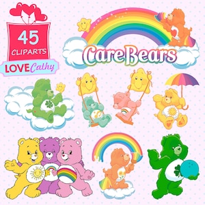 Care Bears, Care Bears Font, Clipart Digital, PNG, Printable, Party, Decoration, Instant download