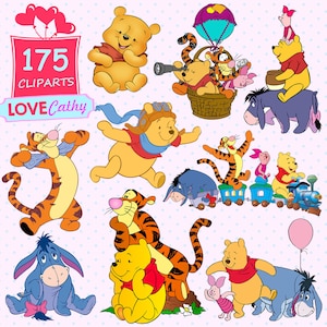 Winnie the Pooh, Tigger, Piglet, Clipart Digital, PNG, Printable, Party, Decoration, Instant download