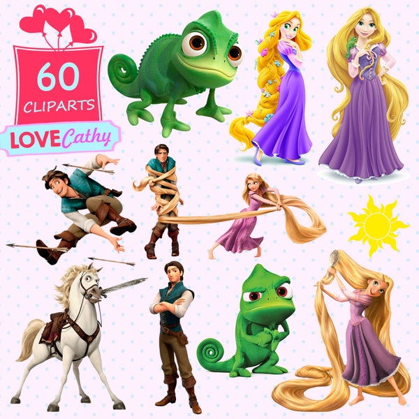 Rapunzel, Clipart Digital, PNG, Printable, Party, Decoration, Instant download