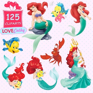 The Little Mermaid, Ariel, Clipart Digital, PNG, Imprimable, Party, Décoration, Téléchargement instantané