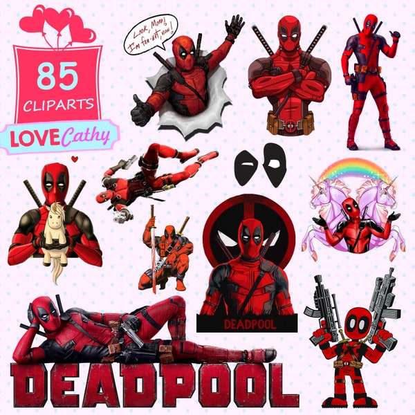 Deadpool, Clipart Digital, PNG, Printable, Party, Decoration, Instant download