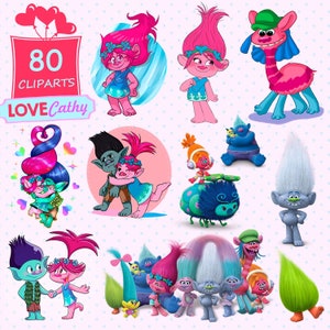 Trolls, Clipart Digital, PNG, Printable, Party, Decoration, Instant download