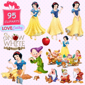 Sneeuwwitje, Clipart Digital, PNG, Printable, Party, Decoratie, Instant download