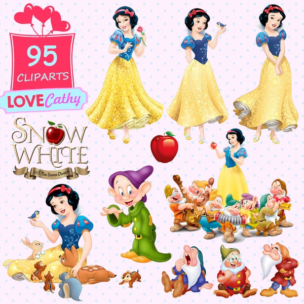Snow White, Clipart Digital, PNG, Printable, Party, Decoration, Instant download