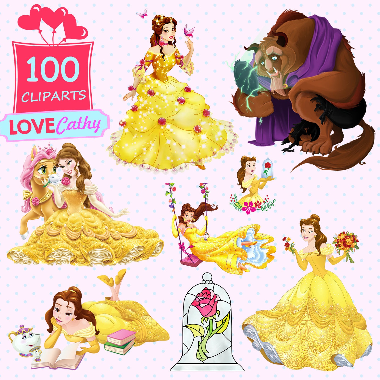 The Beauty and the Beast Clipart Digital PNG Printable - Etsy