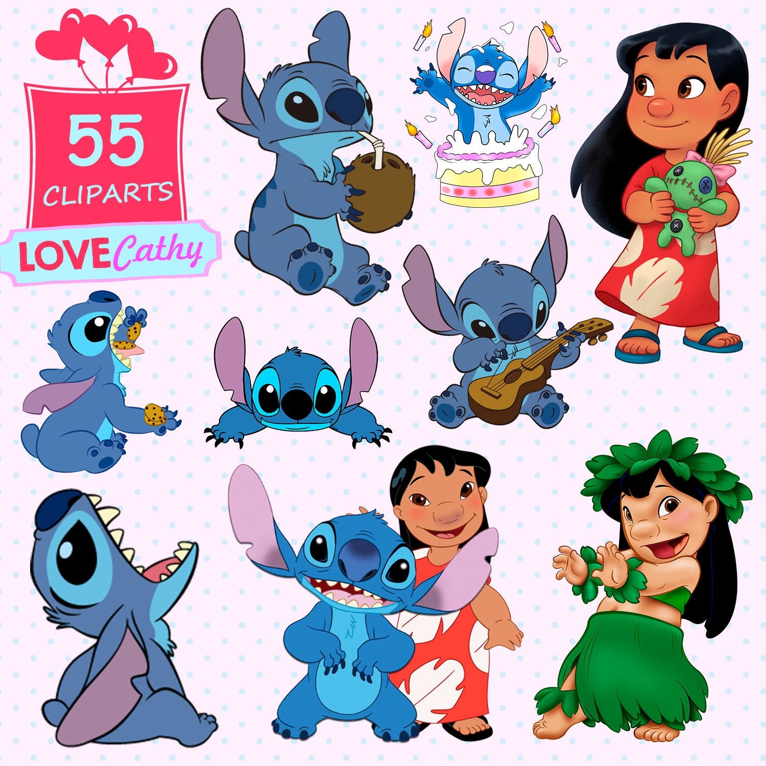 Lilo y Stitch Clipart Digital PNG Imprimible Fiesta - Etsy España