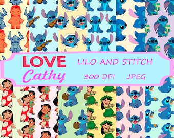 Lilo and Stitch, Digital Paper, JPEG, Printable, Party, Decoration, Instant download