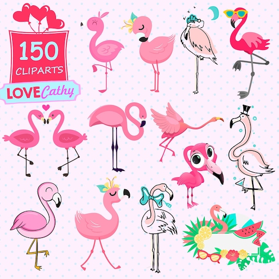 Flamingo Clipart Digital PNG Afdrukbaar Decoratie - Etsy België