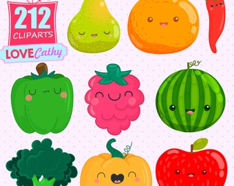 Fruits and Veggies Clipart Digital, PNG, Printable, Party, Decoration, Instant download