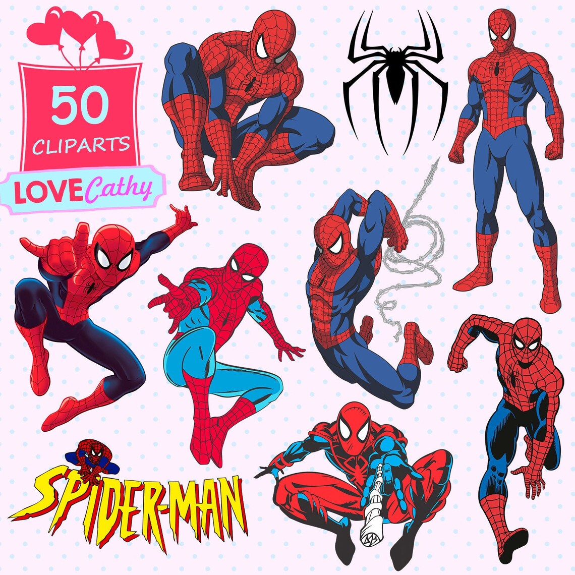 Spiderman Clipart Digital PNG Printable Party Decoration - Etsy