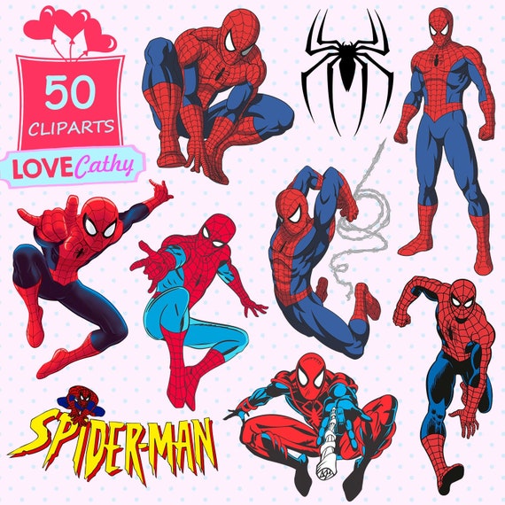 spiderman clipart digital png printable party decoration etsy