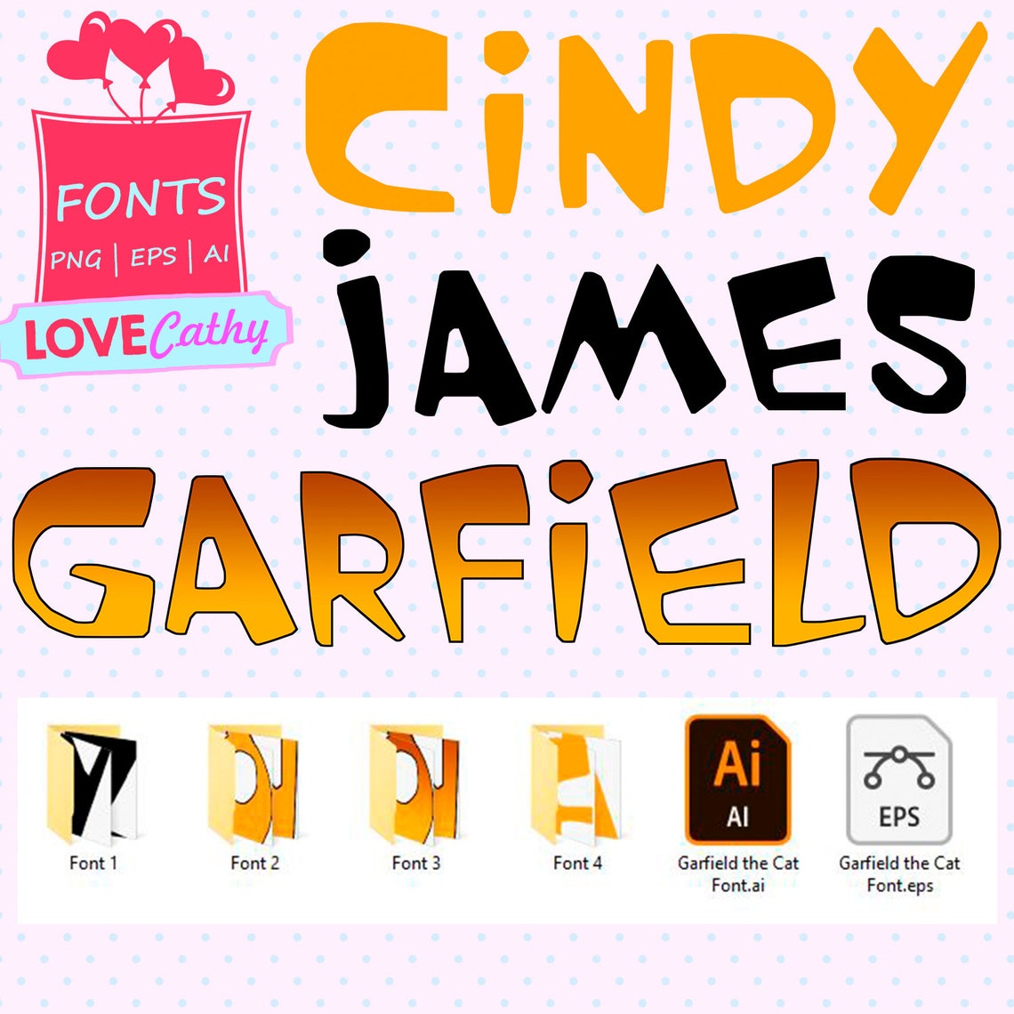 Garfield el gato Garfield Font Vector Clipart Digital PNG | Etsy