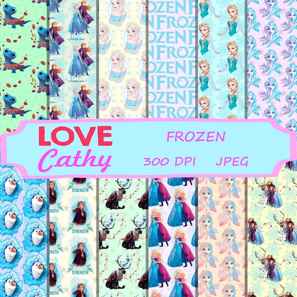 Frozen, Elsa, Anna, Olaf, Digital Paper, JPEG, Printable, Party, Decoration, Instant download