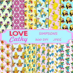 Simpsons, Digitalpapier, JPEG, druckbare, Party, Dekoration, sofortiger Download