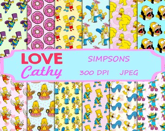 Simpsons, Digital Paper, JPEG, Printable, Party, Decoration, Instant download
