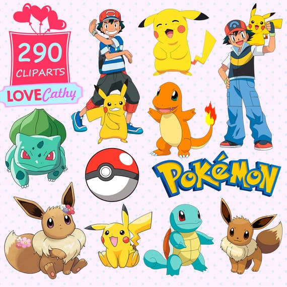 Pokemon Pikachu Charmander Clipart Digital Png Printable Etsy Ireland