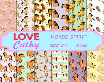Horse Spirit, Digital Paper, JPEG, Printable, Party, Decoration, Instant download