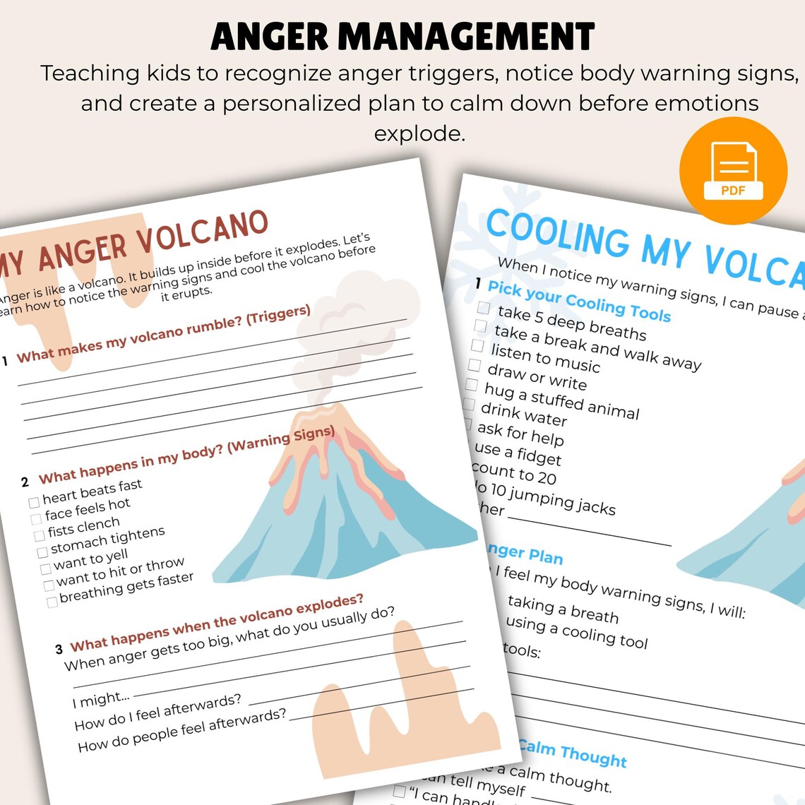 Anger Management Worksheet | Kids CBT Coping Skills, Emotional ...