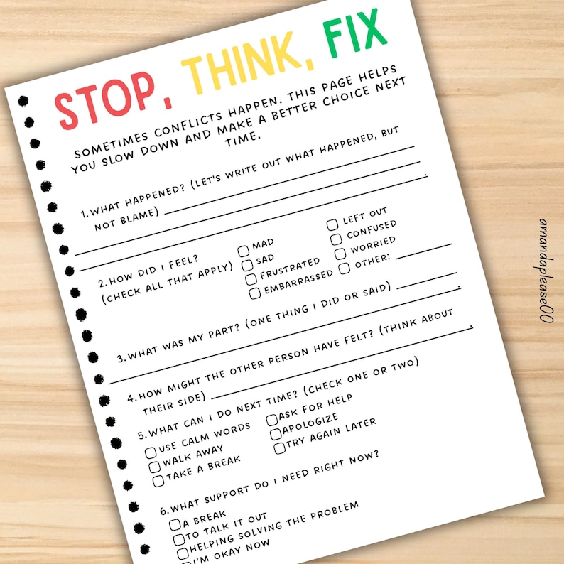 Conflict Resolution Worksheet for School Counselors - Etsy