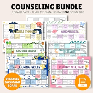 Therapy Board Game Bundle PDF | Coping Skills Activities | Printable Therapy Games for Kids & Teens