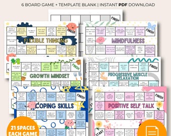 Therapy Board Game Bundle PDF | Coping Skills Activities | Printable Therapy Games for Kids & Teens