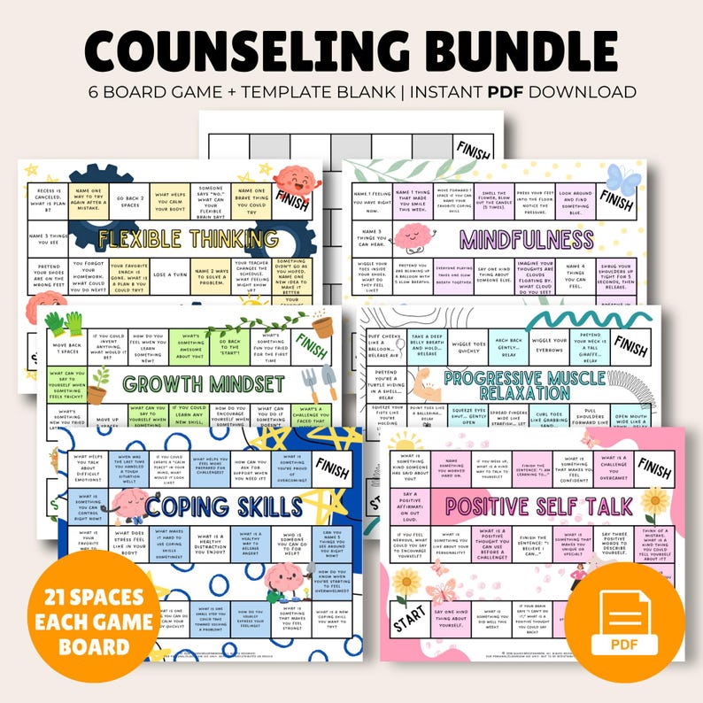 Therapy Board Game Bundle PDF | Coping Skills Activities | Printable ...