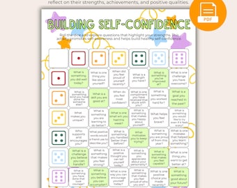 Self Confidence Dice Game, Therapy Activity for Kids, Teens (PDF Download)