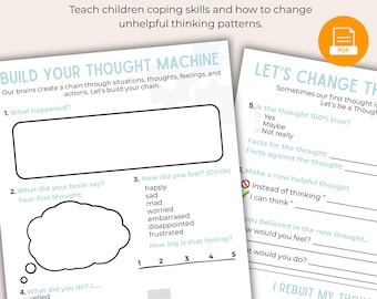 CBT Worksheet for Kids | Thoughts, Feelings & Behaviors (Printable Resource)