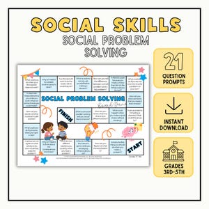 Social Problem Solving Board Game for Kids | Grades 3–5 Counseling Activity | SEL Printable