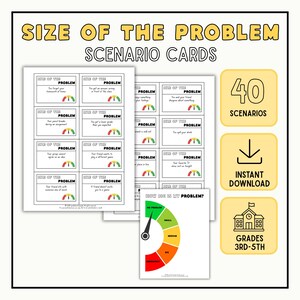 Tamaño de las tarjetas de problemas / Actividad de resolución de problemas para niños / Grados 3–5