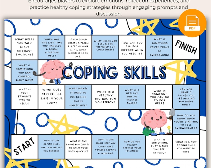 Coping Skills Board Game PDF – Printable Therapy Game for Stress Relief ...