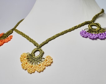 Handmade Crochet Colorful Necklace, Flower Necklace, Great Gift, Perfect Accessory