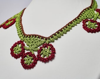 Handmade Crochet Colorful Necklace, Flower Necklace, Great Gift, Perfect Accessory