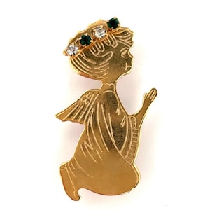 Vintage Gold Tone Angel Diamante Brooch