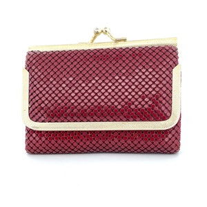 Vintage Metal Gold and Burgundy Red Mesh Purse