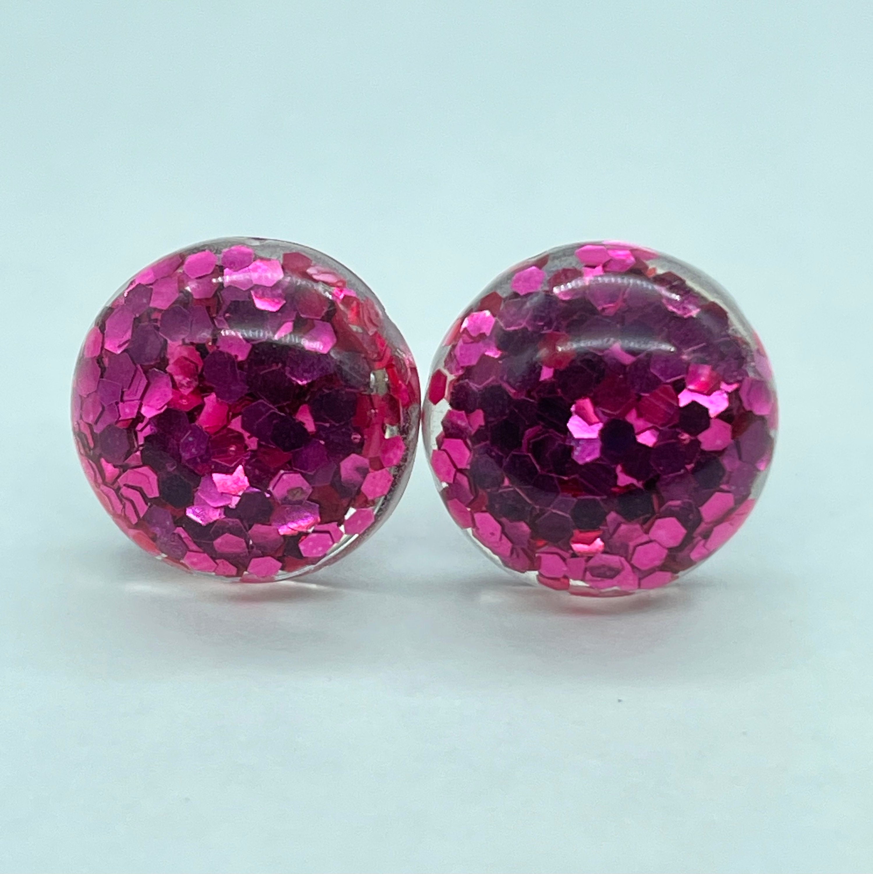 New Glitter Resin Stud Earrings Etsy UK