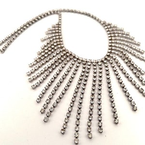 Vintage Rhinestone Tassel Bib Necklace