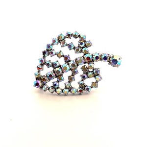 Vintage Rhinestone and Diamanté Leaf Brooch