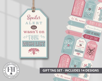 Printable xmas gift tag set set, instant download gift tag, Christmas gift tags, Cottagecore Christmas gift tag sheets, Funny gift tags.