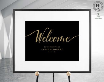 Editable Black Wedding Welcome Sign Template, Printable Wedding Welcome Sign, Instant Download, Gothic Style Wedding Template