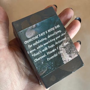 Activated Charcoal Face & Body Bar, ACNE SOAP, HUNTERS bar soap, Detoxification face cleanser soap bar for deep cleaning pores, scent- block