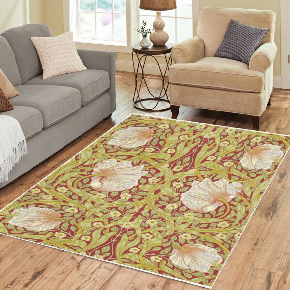 Art Nouveau Retro Area Rugs Mod Pattern Vintage Funky Boho Etsy