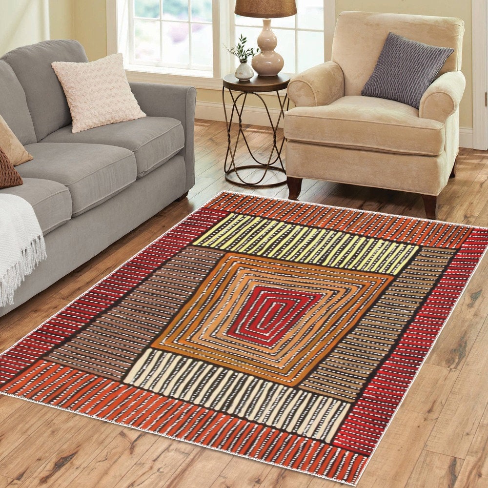 60s Area Rugs Abstract Pattern Retro Design Funky Vintage Boho Etsy