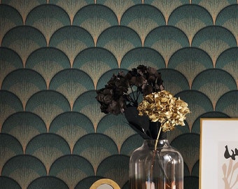 Art Deco Vintage Wallpaper Full Roll Funky Bohemian Wall Decor (Available in 2 Different Colors)