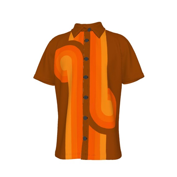 Retro Button Down T-shirt 60s 70s Mod 